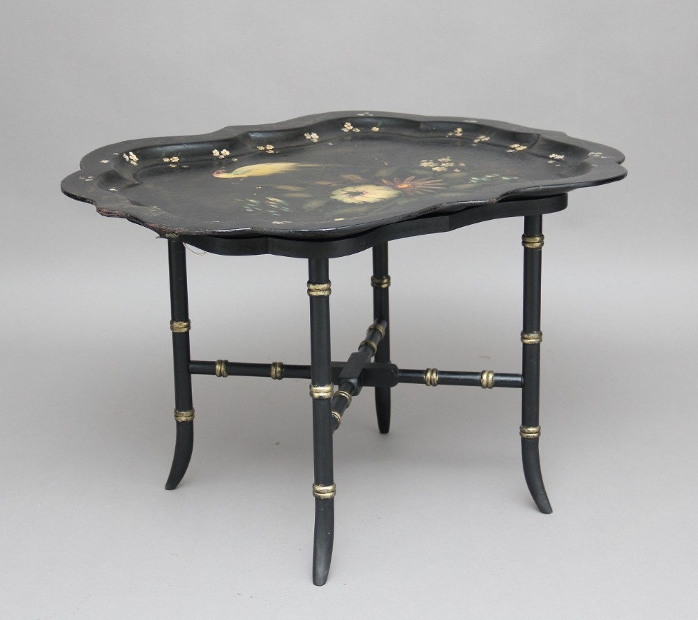 19th Century papier-mache tray on later stand