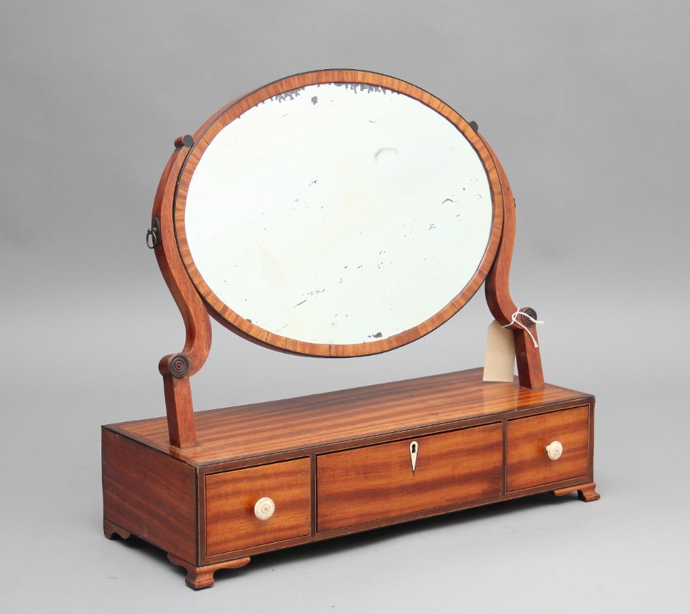 19th Century satinwood toilet mirror