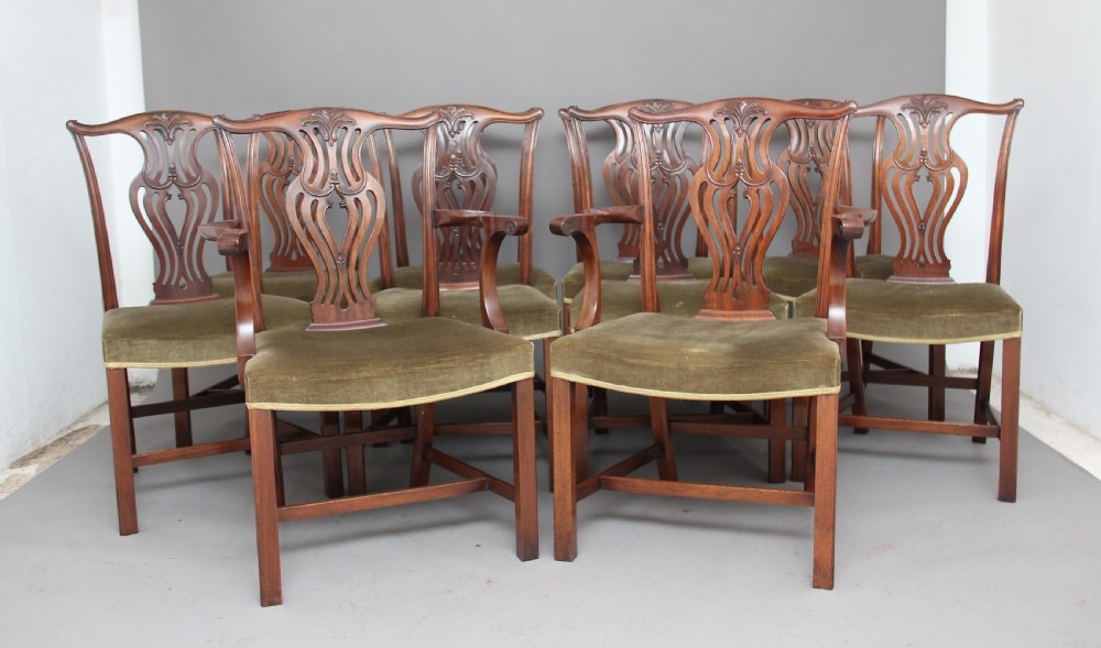 Set of ten early 20th Century Chippendale chairs