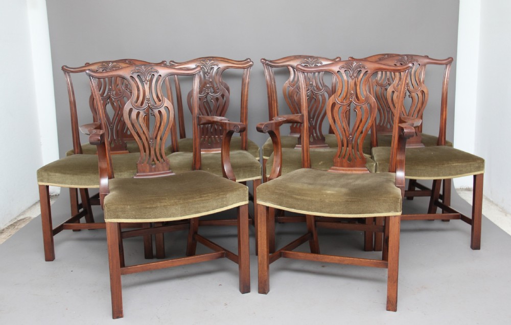 Set of ten early 20th Century Chippendale chairs View X