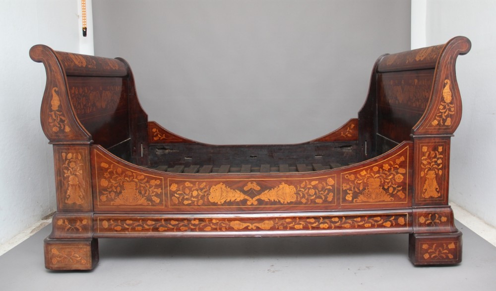 19th Century Dutch mahogany and marquetry bed
