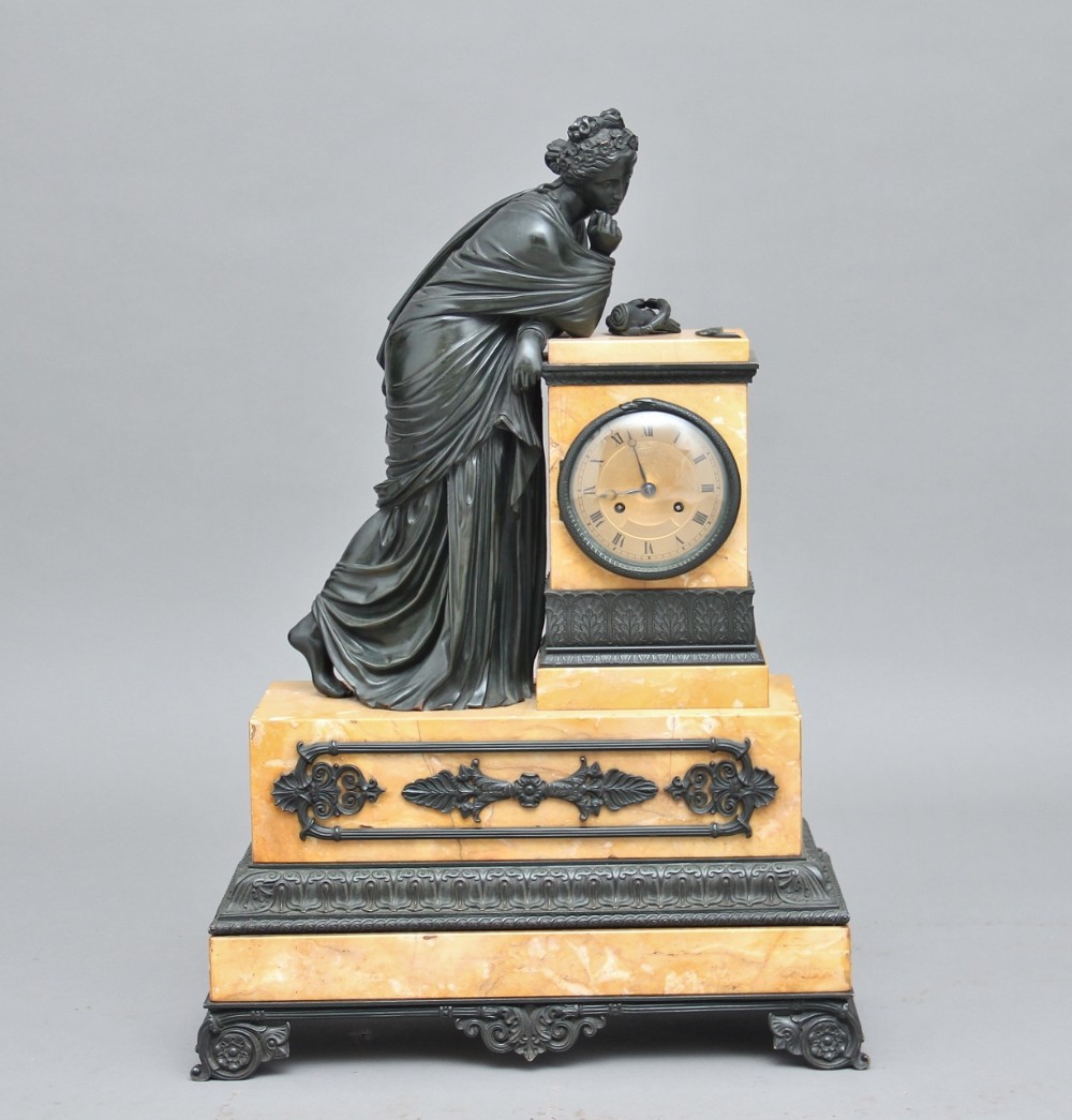 Early 19th Century French bronze and marble mantel clock