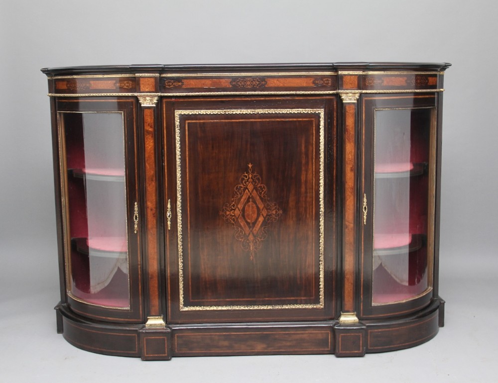 19th Century ebonised and inlaid credenza