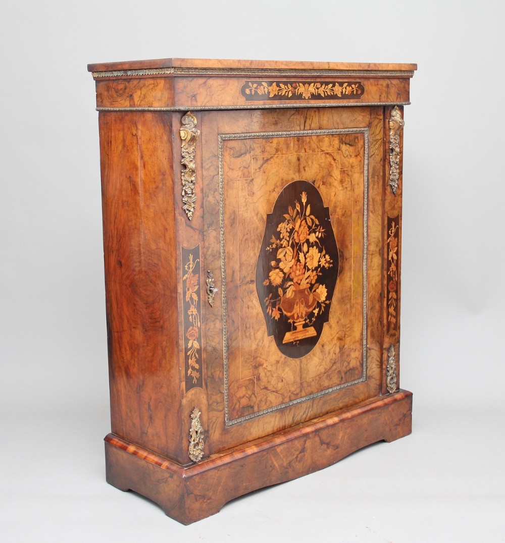 19th Century burr walnut pier cabinet