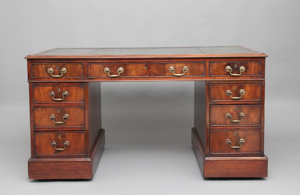 19th Century mahogany pedestal desk