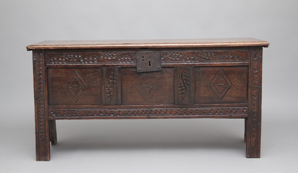 18th Century oak plank coffer