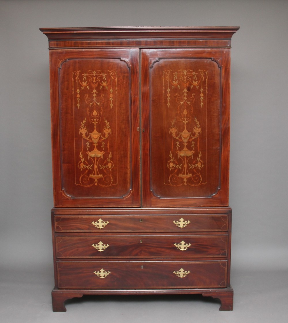 Early 19th Century mahogany and inlaid press cupboard