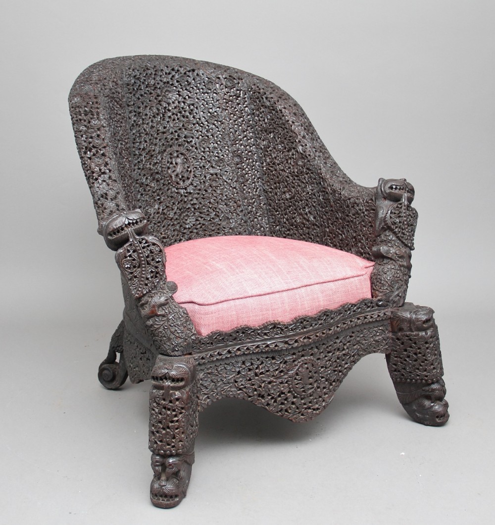 19th Century carved Burmese chair