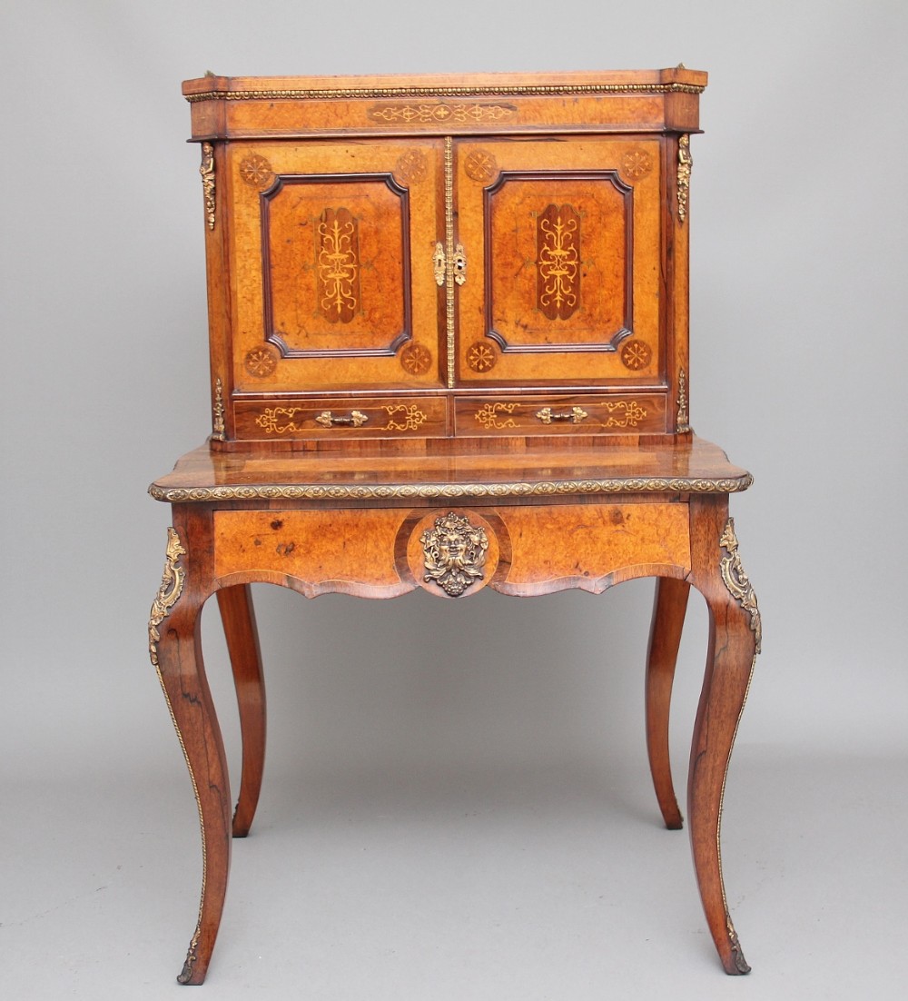 19th Century rosewood and amboyna bonheur du jour 