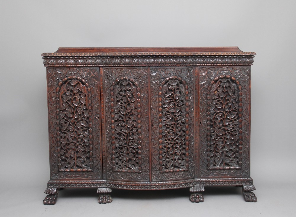 19th Century carved rosewood Indian cabinet
