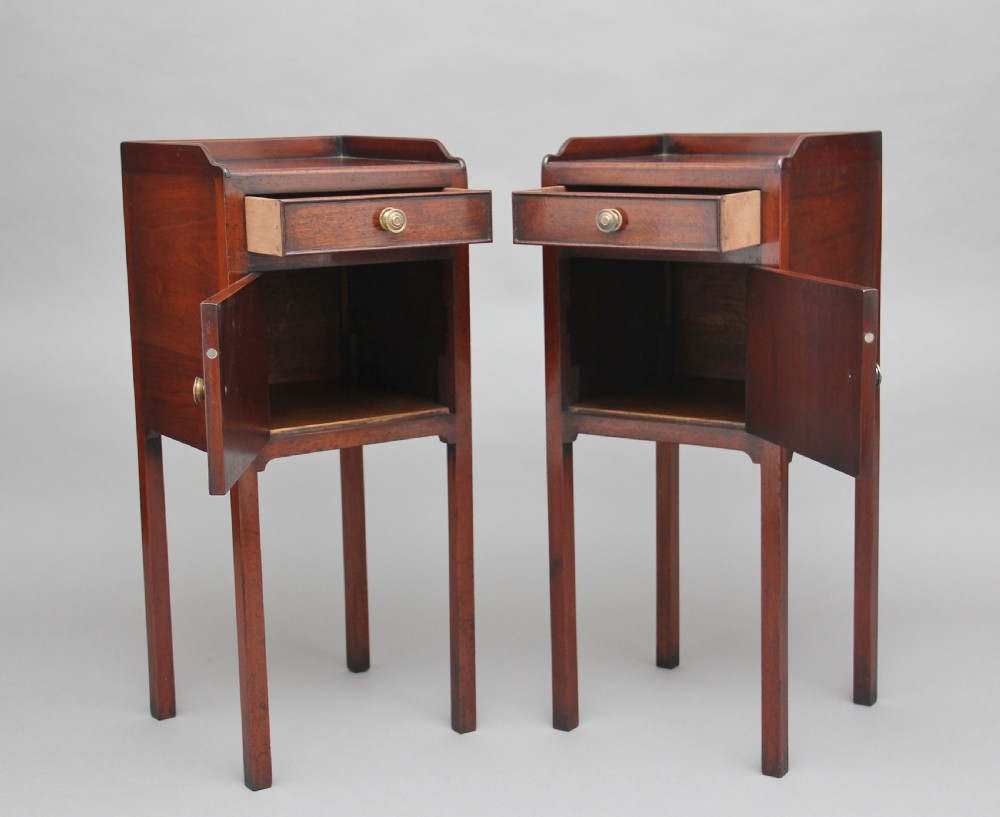 Pair of early 20th Century mahogany bedside cupboards View II
