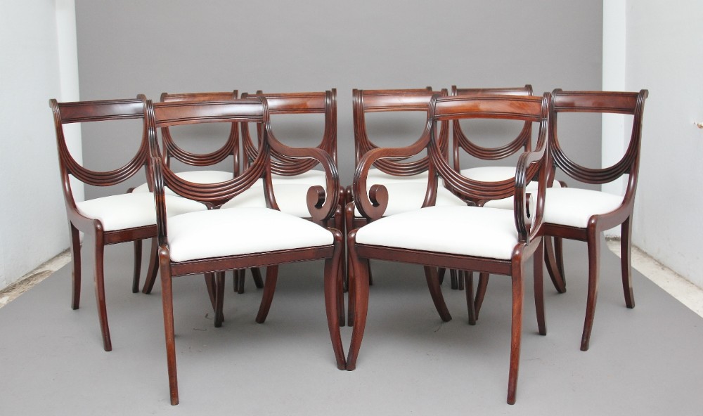 Rare set of ten Early 19th Century mahogany dining chairs