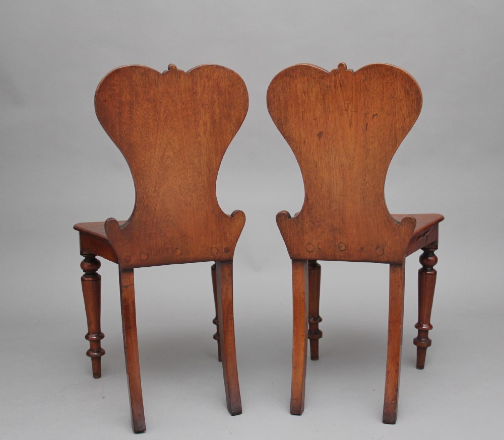 Pair of 19th Century mahogany hall chairs View IV