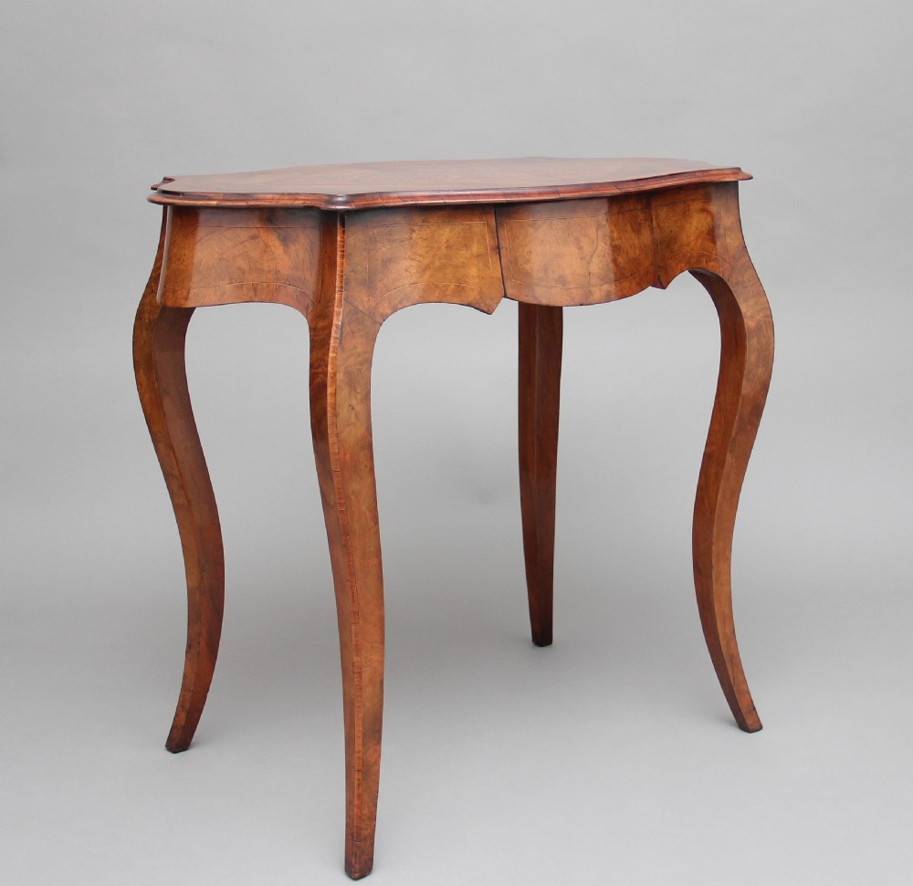 19th Century walnut and boxwood line centre table