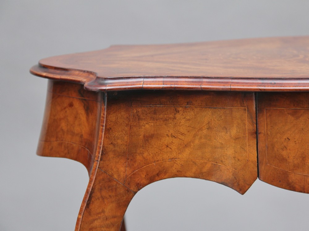 19th Century walnut and boxwood line centre table View V