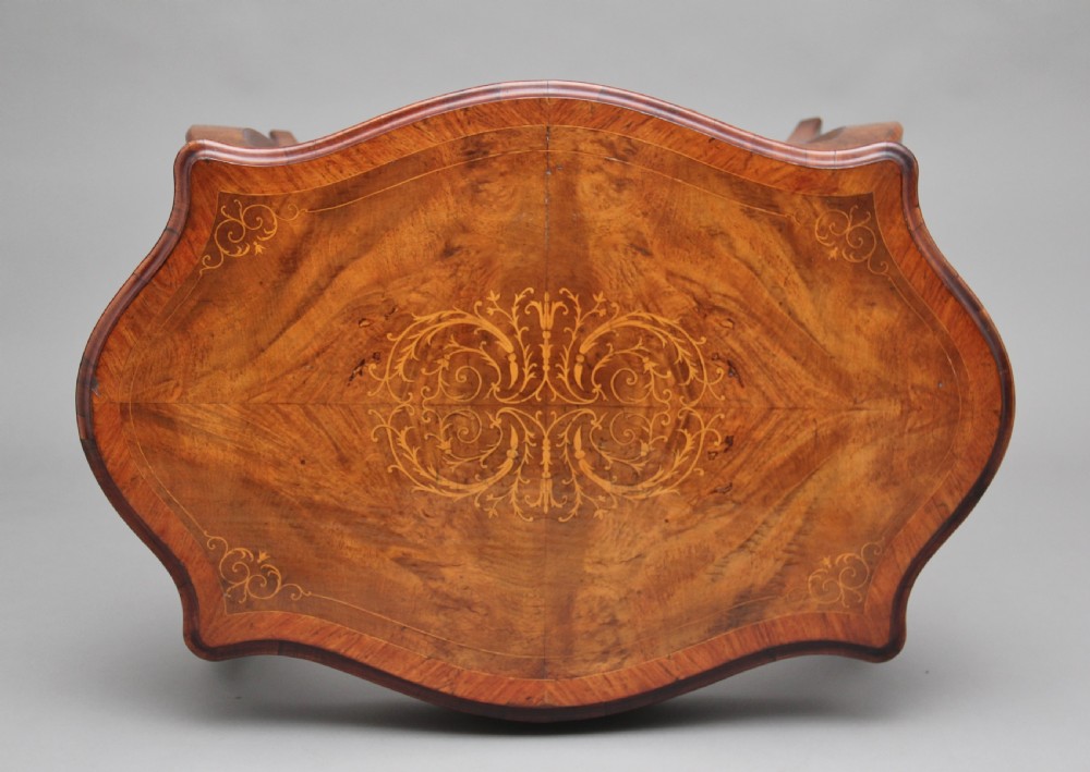 19th Century walnut and boxwood line centre table View VI