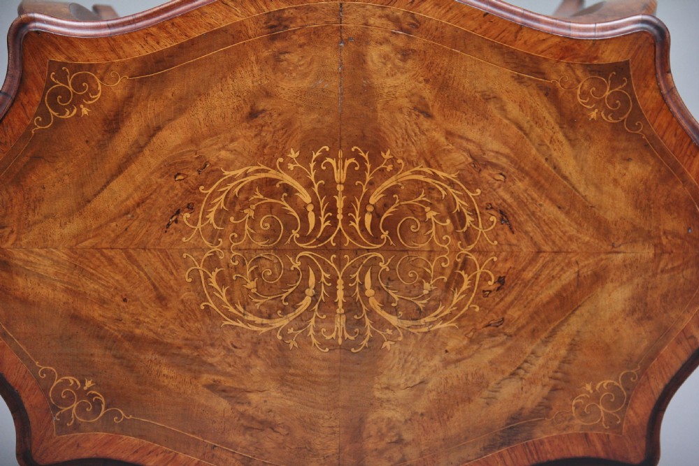 19th Century walnut and boxwood line centre table View VII