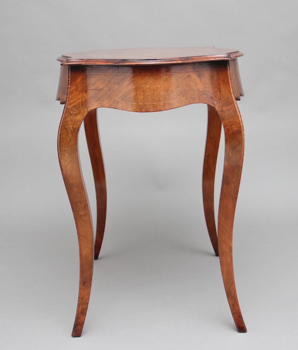 19th Century walnut and boxwood line centre table View IX