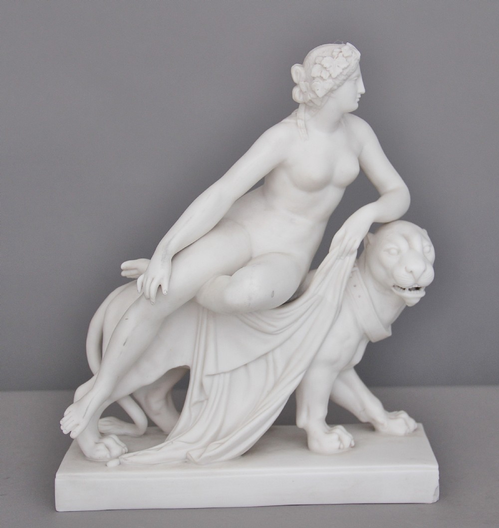 19th Century parian figure of Ariadne and the panther View II