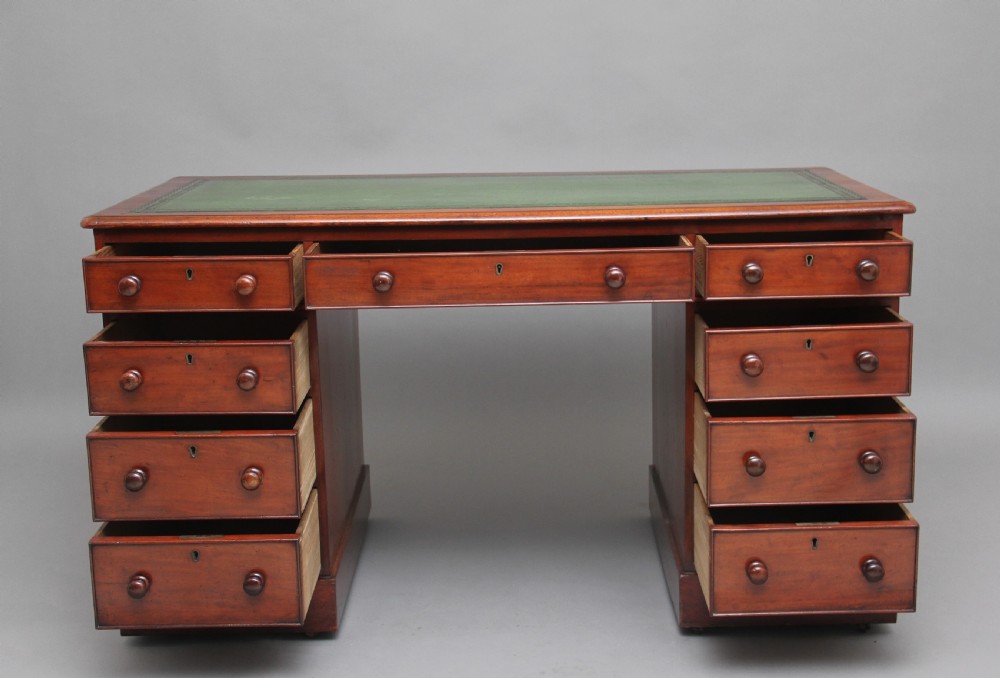 19th Century twin pedestal mahogany desk View II