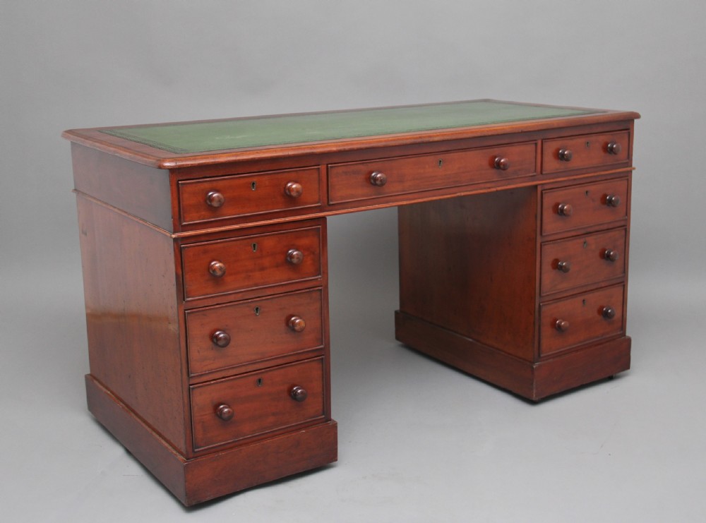 19th Century twin pedestal mahogany desk View X