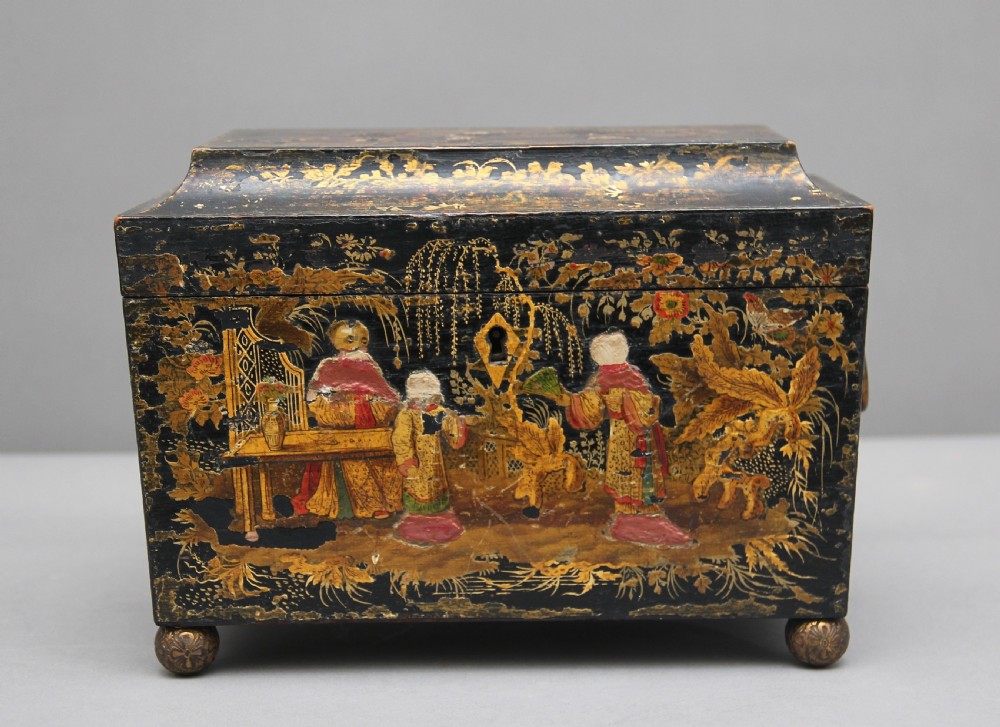 18th Century chinoiserie tea caddy View V