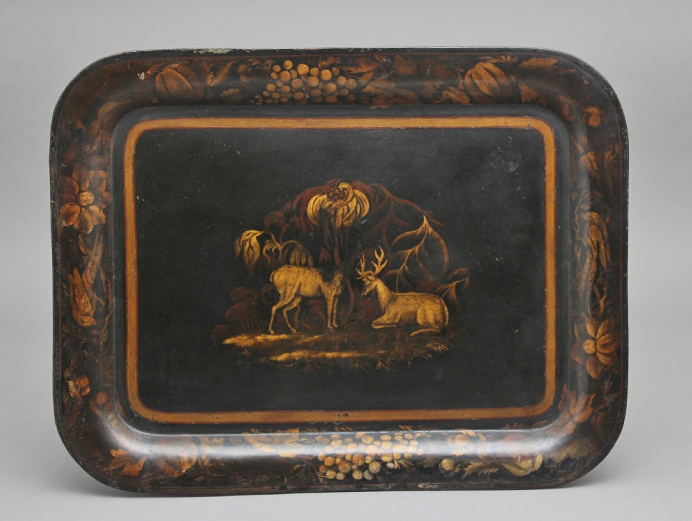 Early 19th Century toleware tray on stand View II