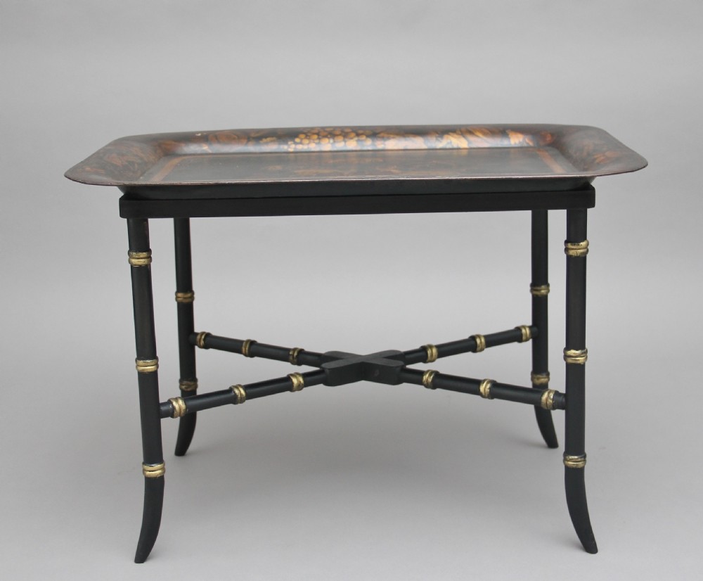 Early 19th Century toleware tray on stand View IV