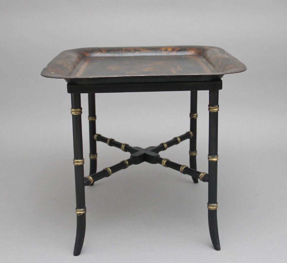 Early 19th Century toleware tray on stand View V