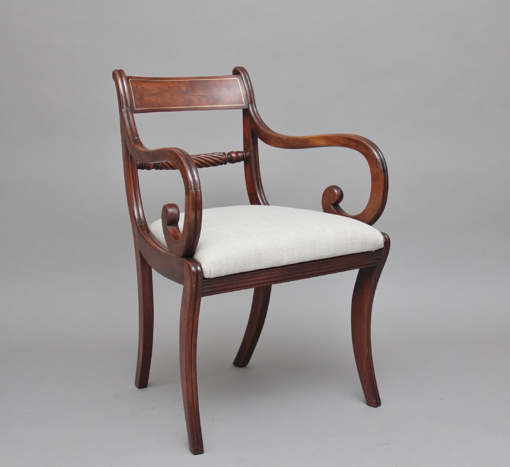 Early 19th Century mahogany rope back armchair