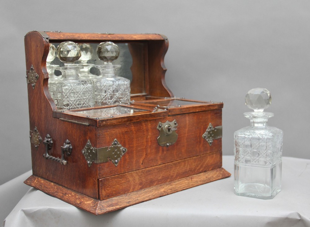 19th Century oak and silver plated tantalus View III