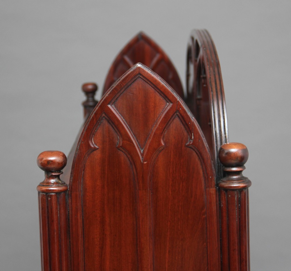 19th Century mahogany open bookcase in the Gothic style View X