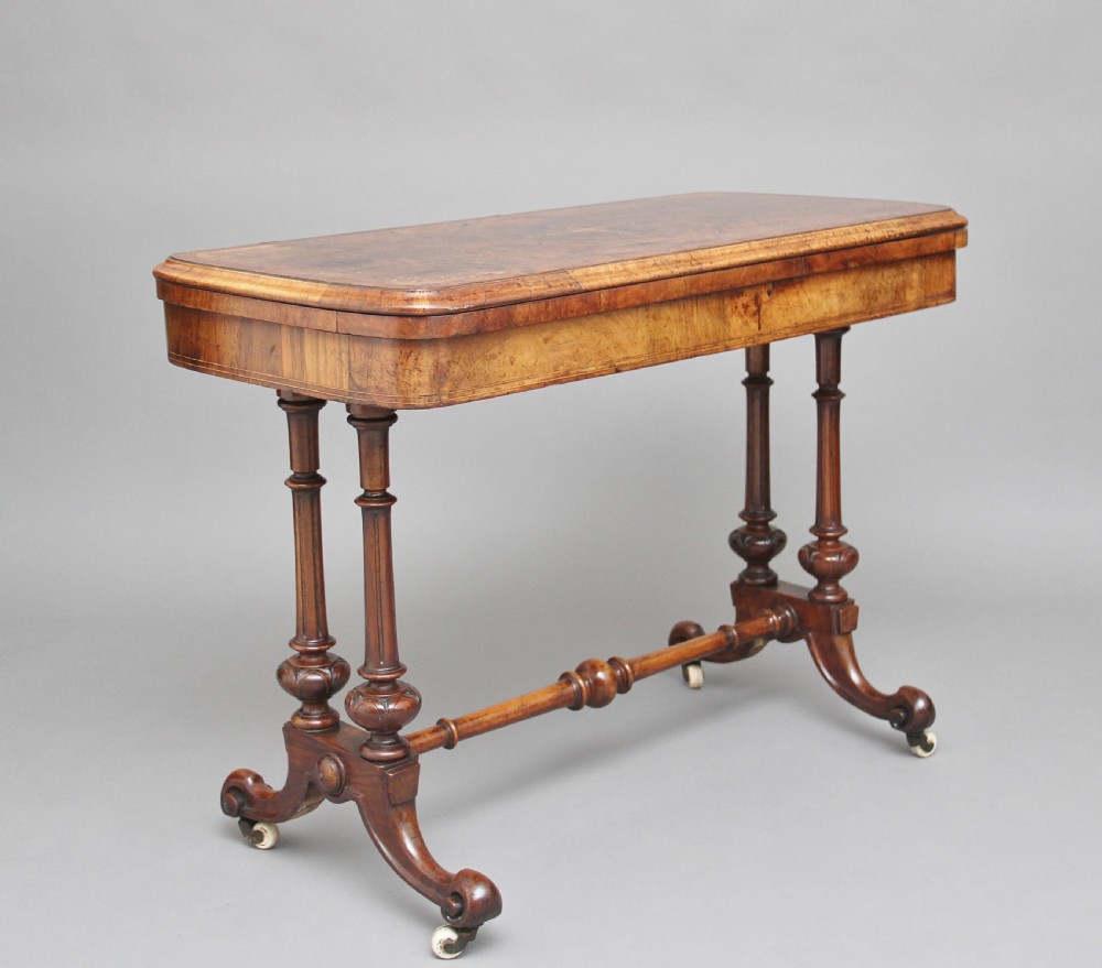 19th Century burr walnut games table