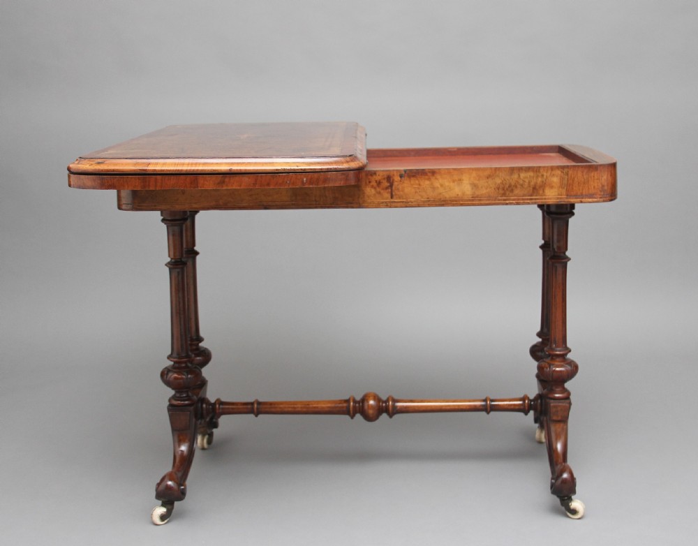 19th Century burr walnut games table View III