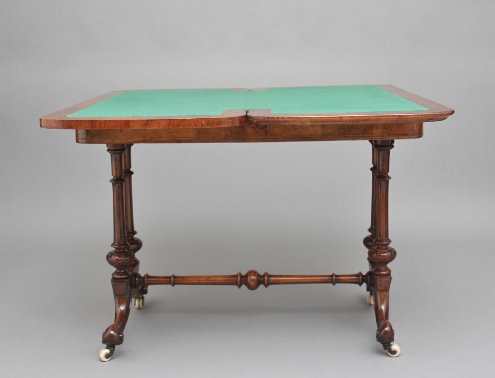 19th Century burr walnut games table View IV