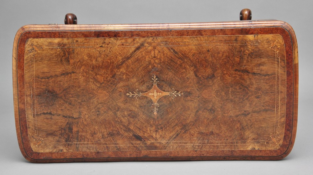 19th Century burr walnut games table View VI