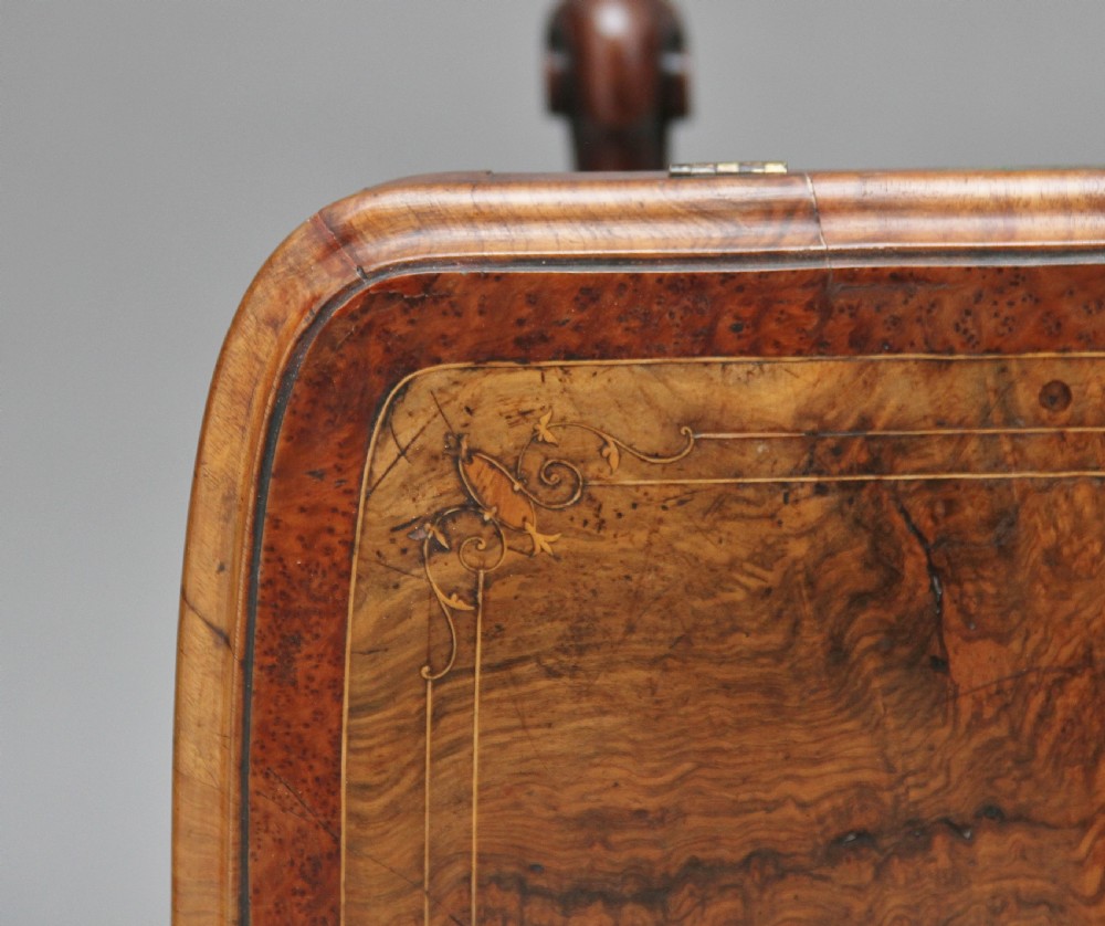 19th Century burr walnut games table View VII