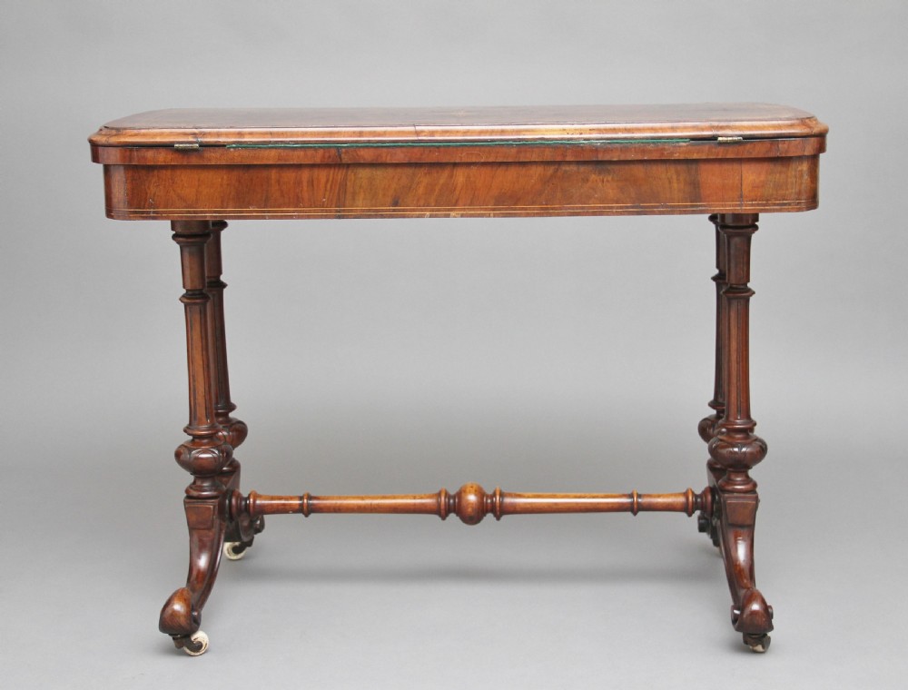 19th Century burr walnut games table View XI