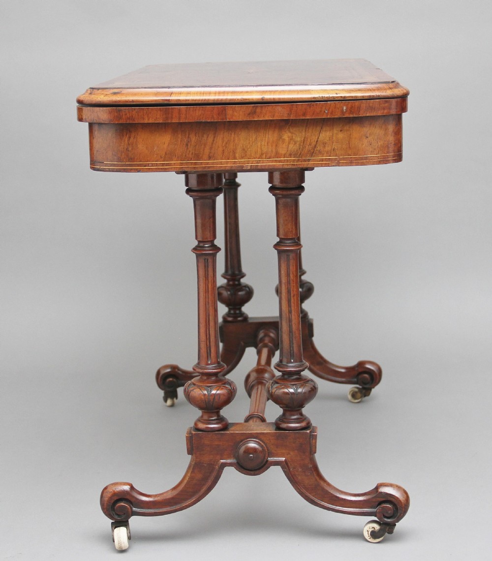 19th Century burr walnut games table View XII