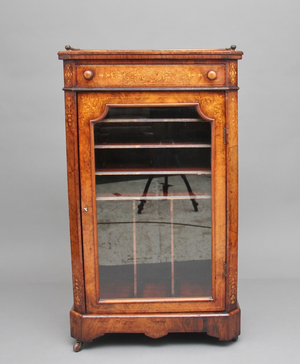 19th Century burr walnut inlaid music cabinet View III