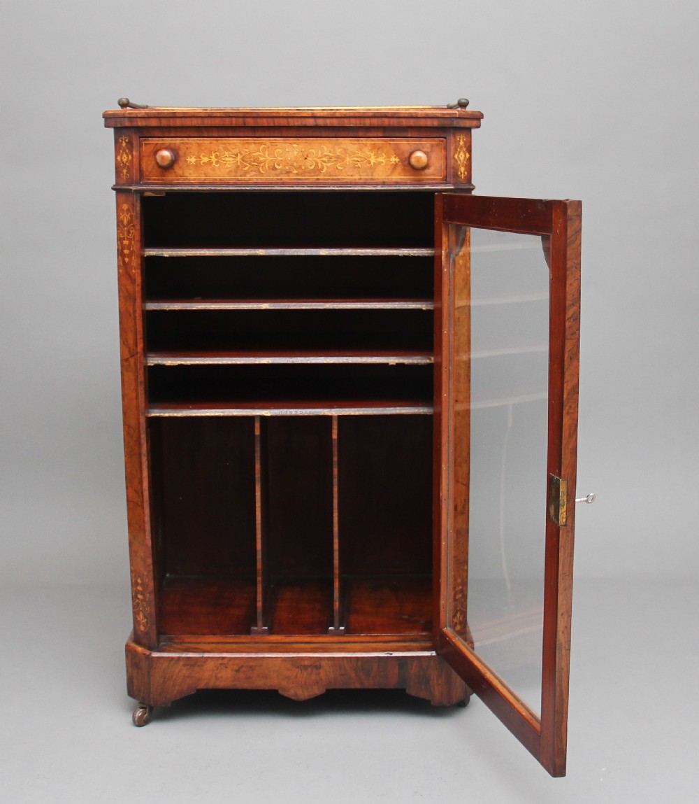 19th Century burr walnut inlaid music cabinet View IV