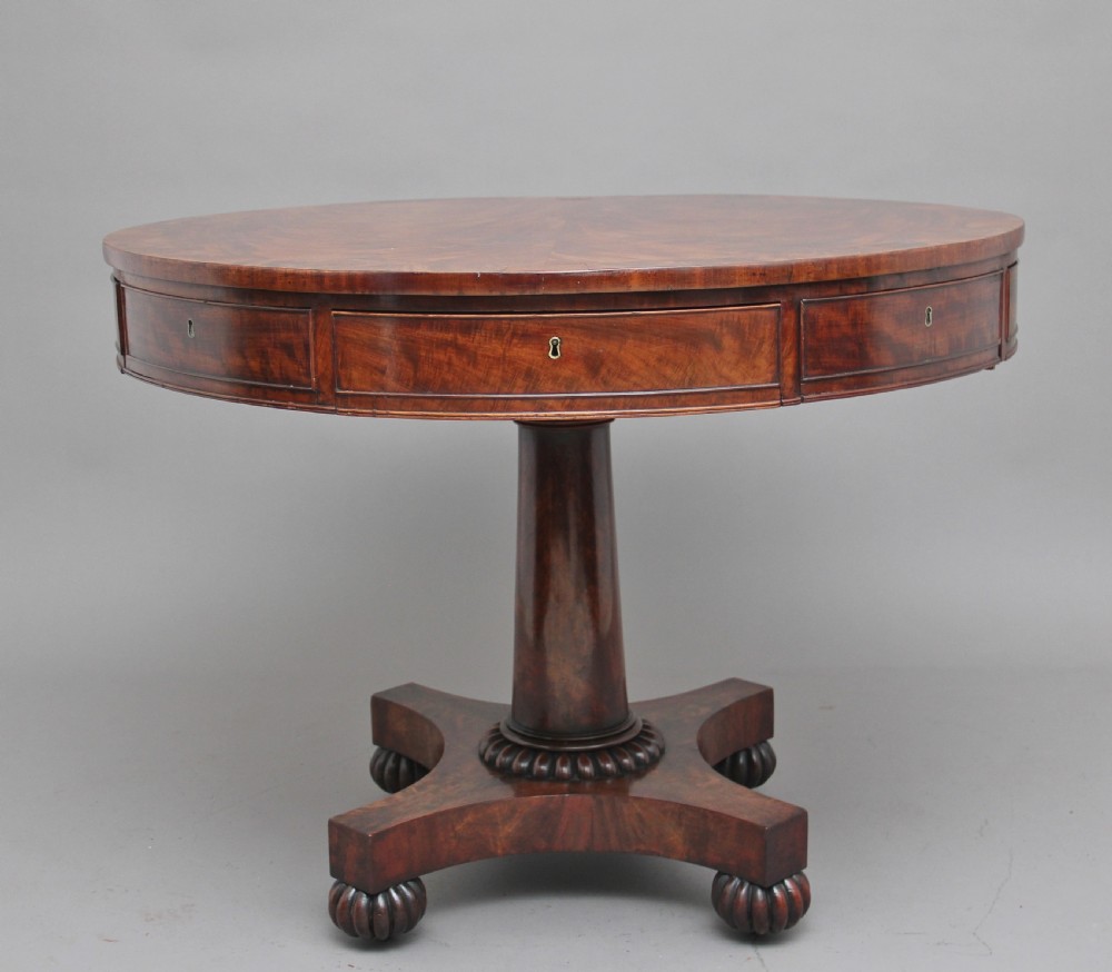 Early 19th Century mahogany drum table View II