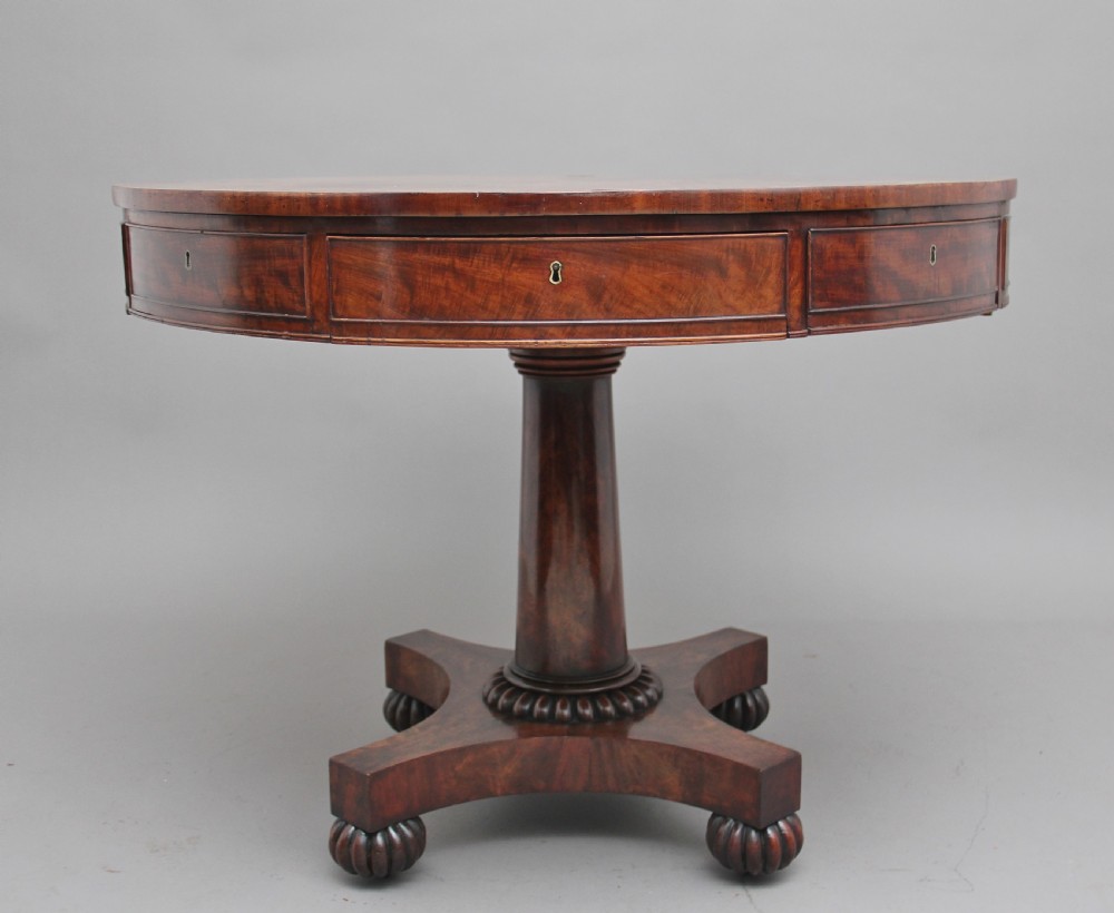 Early 19th Century mahogany drum table View X