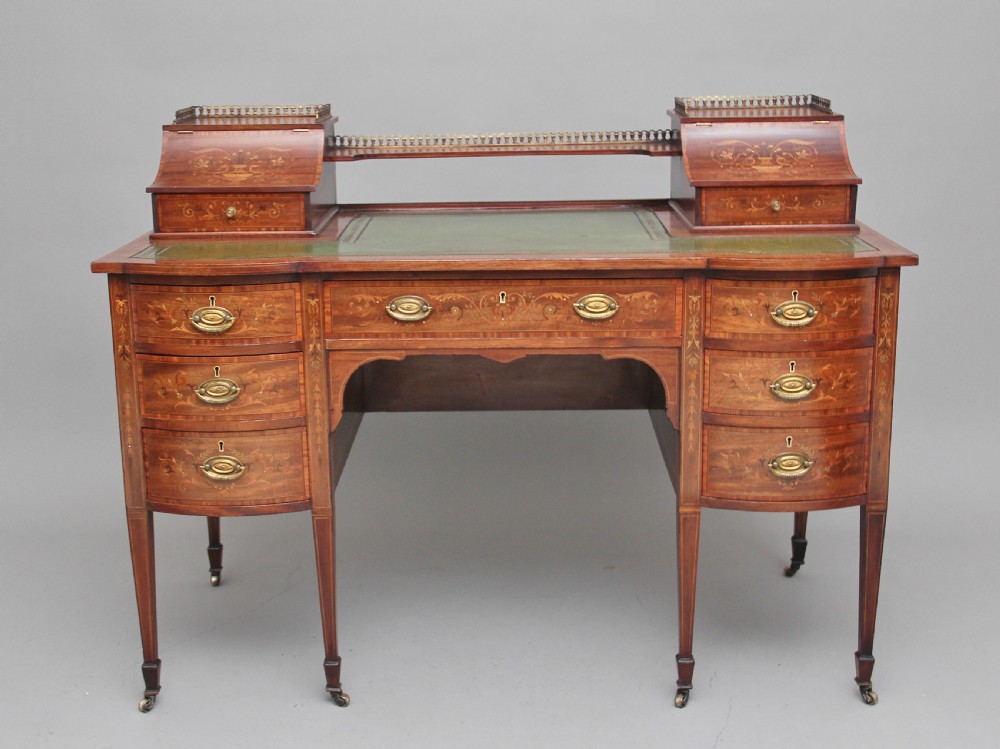 19th Century inlaid mahogany desk View II