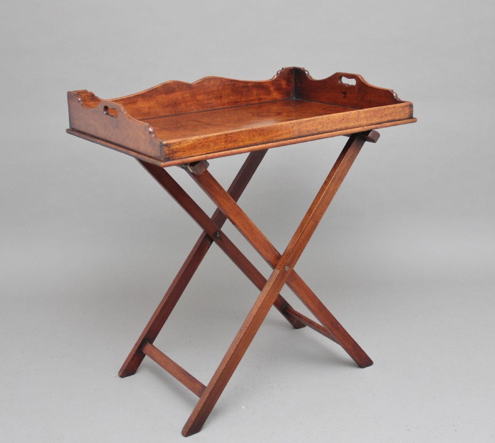19th Century mahogany butlers tray on stand