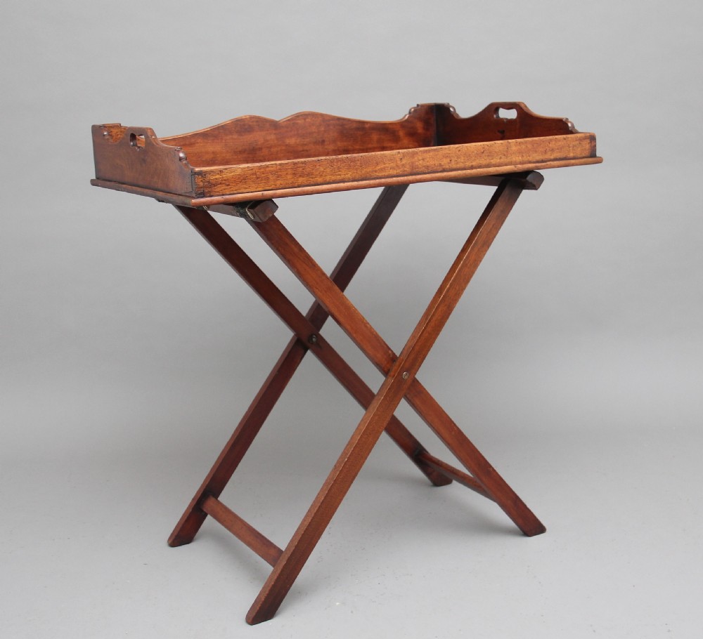 19th Century mahogany butlers tray on stand View II