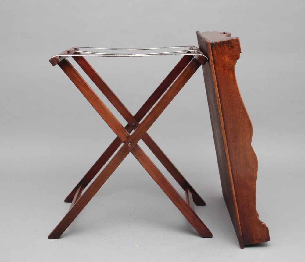 19th Century mahogany butlers tray on stand View III