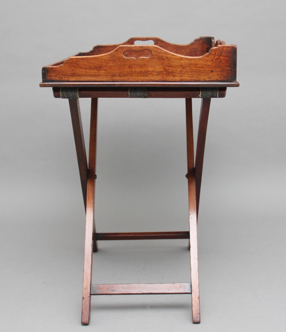 19th Century mahogany butlers tray on stand View VI