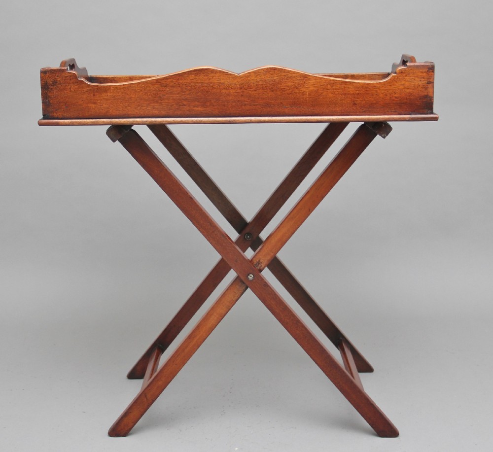 19th Century mahogany butlers tray on stand View VII