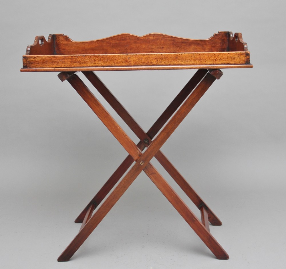 19th Century mahogany butlers tray on stand View VIII